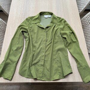 Worthington Lime Green Geometric Print Stretch Blouse L